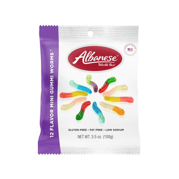 Albanese 12 Flavor Mini Gummi Worms 3.5 oz - A&E Foodstore