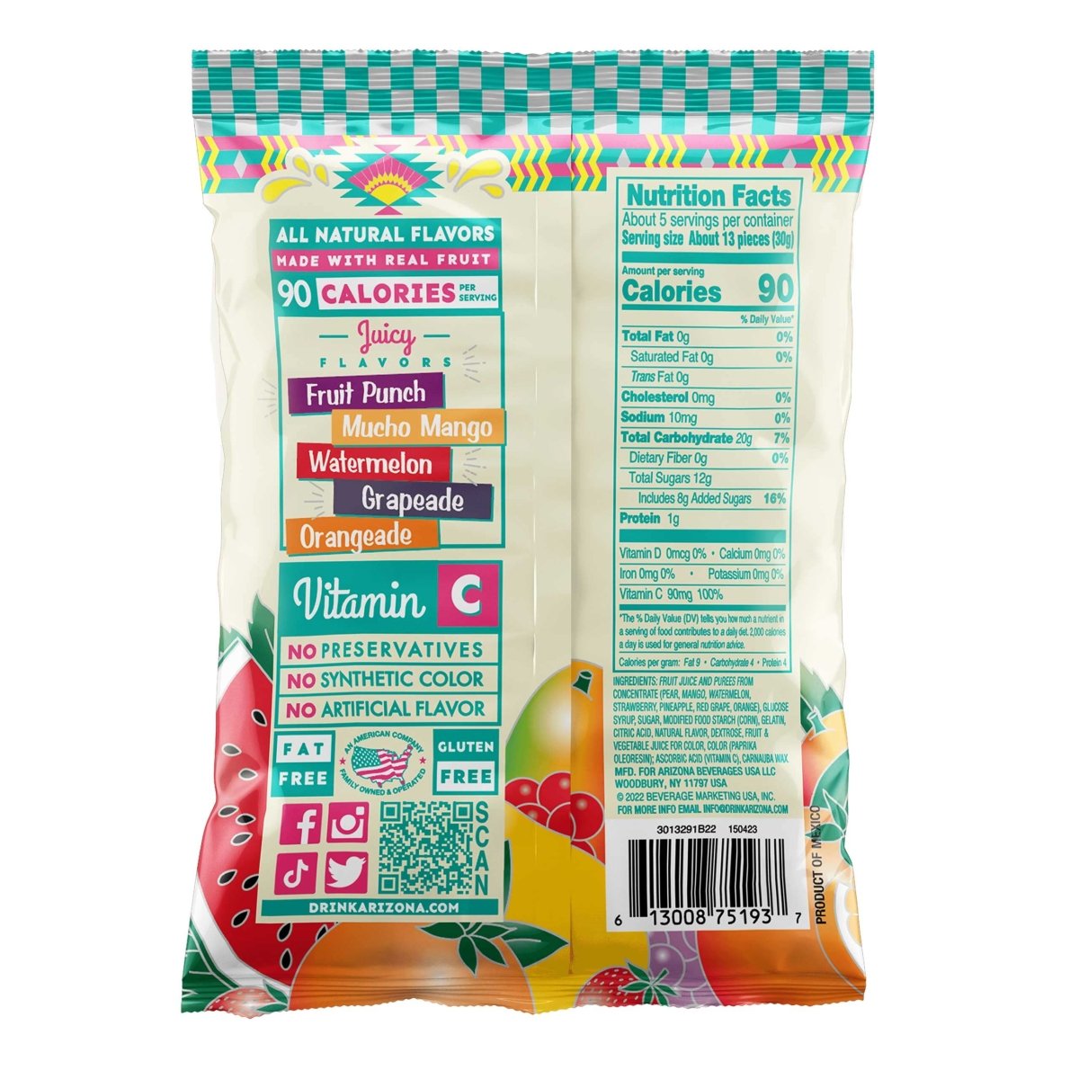 Arizona Fruit Snacks Gluten Free Mixed Fruit Gummy Chews 5oz - A&E Foodstore