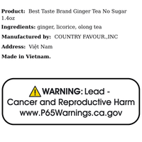 Best Taste Brand Ginger Tea No Sugar 1.4oz - A&E Foodstore
