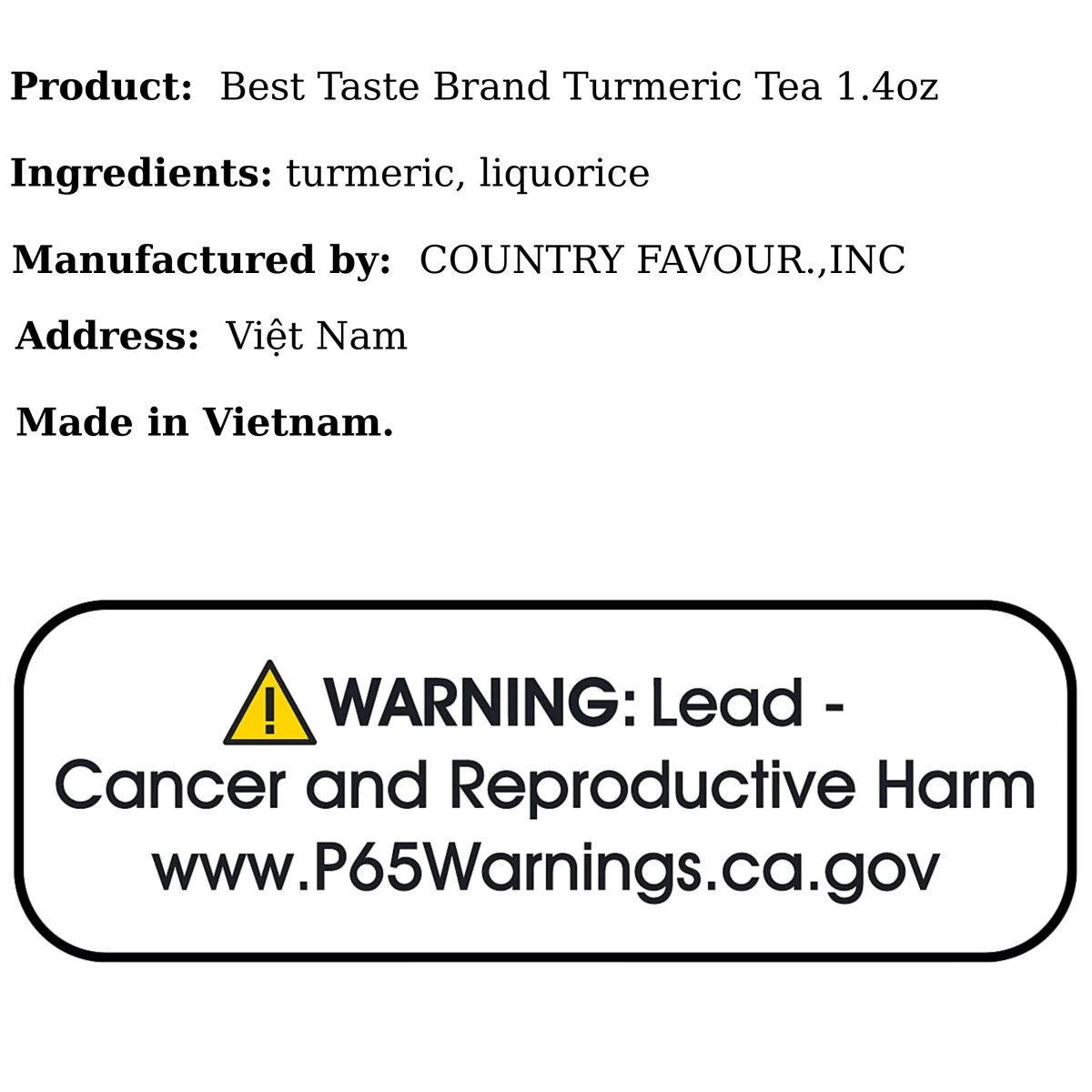 Best Taste Brand Turmeric Tea 1.4oz - A&E Foodstore