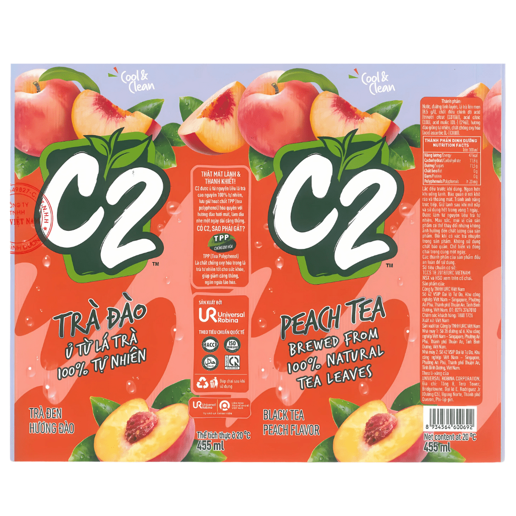 C2 Peach Black Tea 455ml - A&E Foodstore