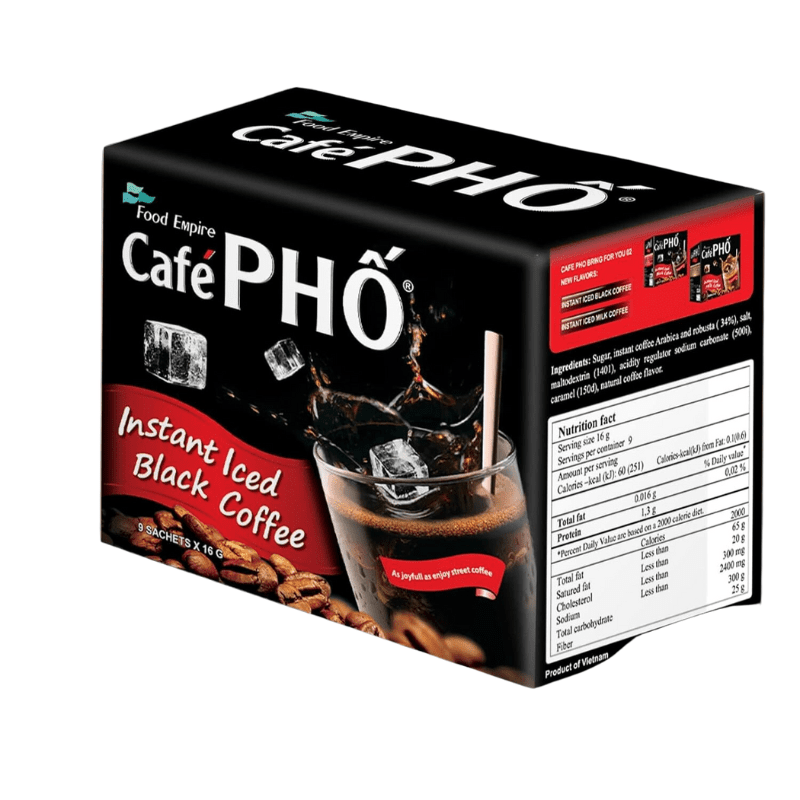Cafe Pho Brand Instant Iced Black Coffee 9 Sachets x 16g - A&E Foodstore
