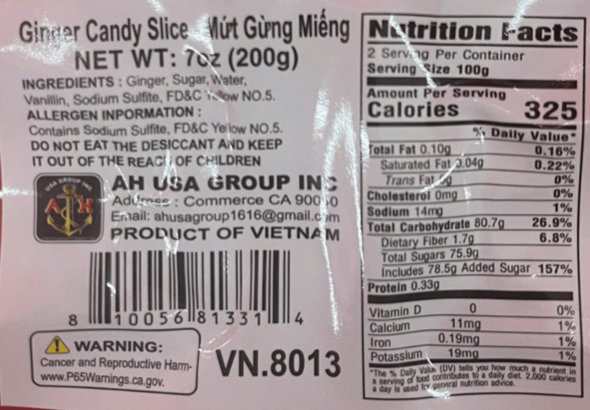 Caravelle Ginger Candy Slice 200g - A&E Foodstore