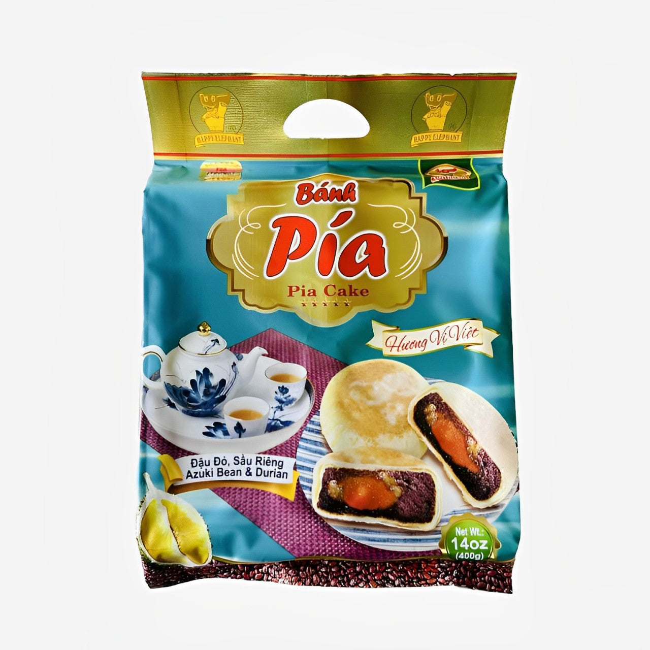 Happy Elephant Pia Cake Red Bean Durian 400 g