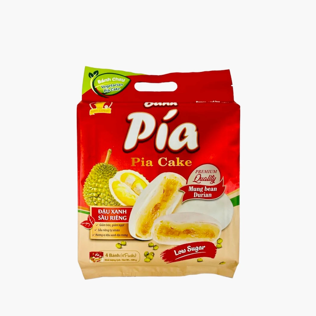 Happy Elephant Pia Cake Mung Bean Durian (Low Sugar) 400g