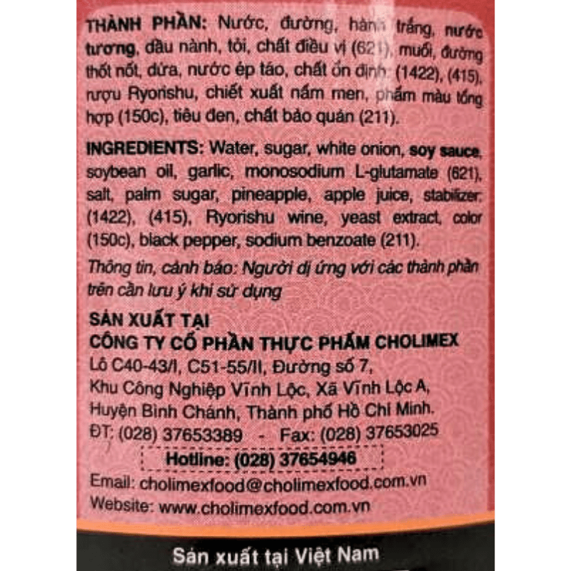 Cholimex Korean BBQ Sauce Tradition Taste 190g - A&E Foodstore