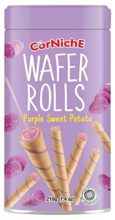 Corniche chocolate purple sweet potato wafer rolls 250g - A&E Foodstore