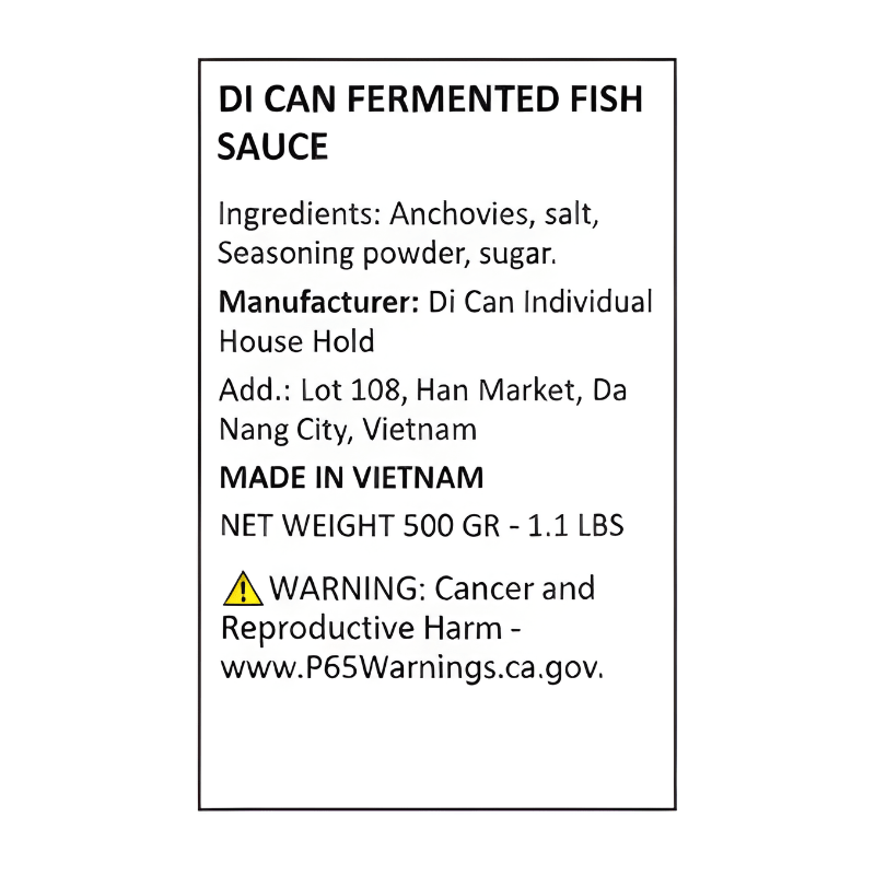 [DI CAN] Fermented Fish Sauce 500g - A&E Foodstore