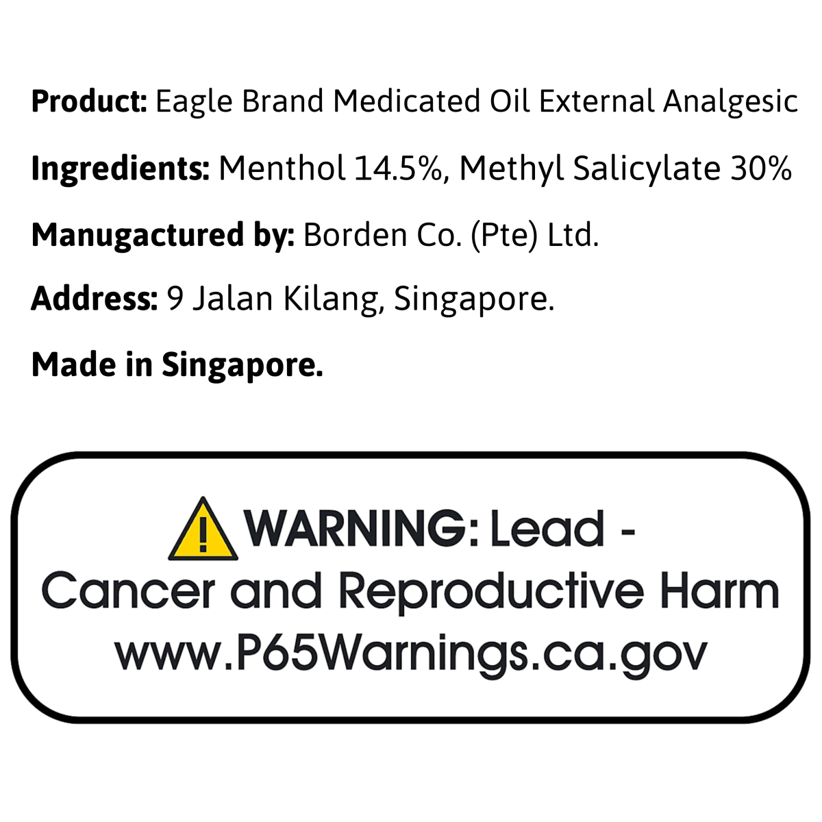 [EAGLE] Medicated Oil - External Analgesic - A&E Foodstore