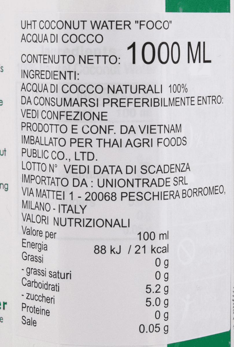 FOCO 100% Natural Coconut Water 1000ml - A&E Foodstore
