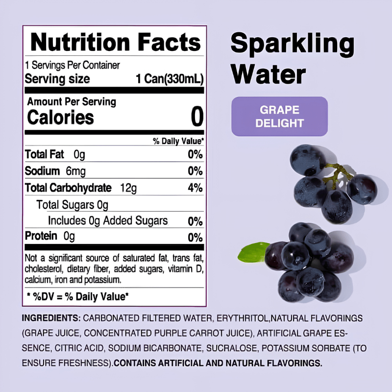 Genki Forest Sparkling Water, Grape Delight Flavor - A&E Foodstore