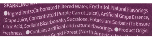 Genki Forest Sparkling Water, Grape Delight Flavor - A&E Foodstore