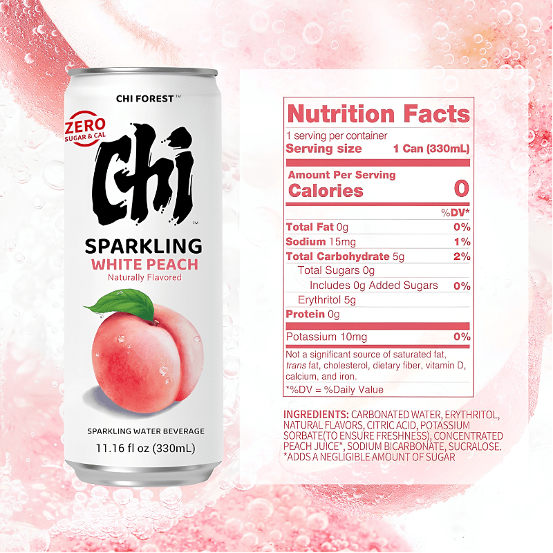Genki Forest Sparkling Water, White Peach Flavor - A&E Foodstore