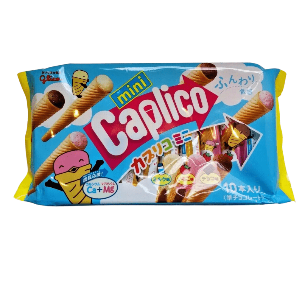 Glico Caplico Mini Cones Milk Strawberry Chocolate Flavors 2.9oz - A&E Foodstore