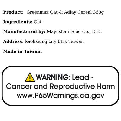 Greenmax Oat & Adlay Cereal 360g - A&E Foodstore