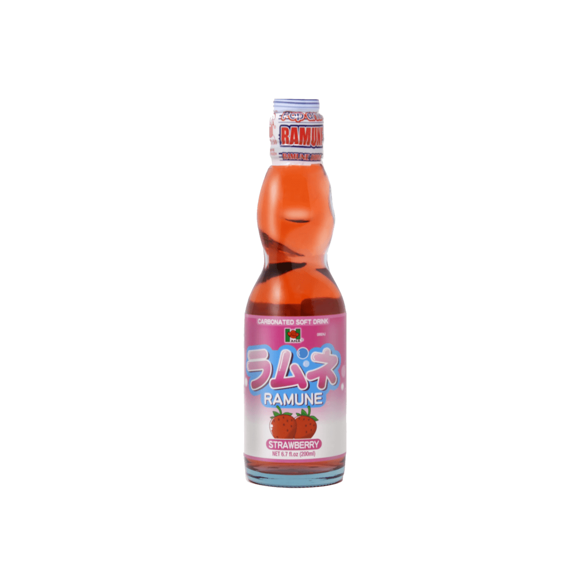 Hana Ramune Carbonated Soft Drink Strawberry Flavor 200ml - A&E Foodstore