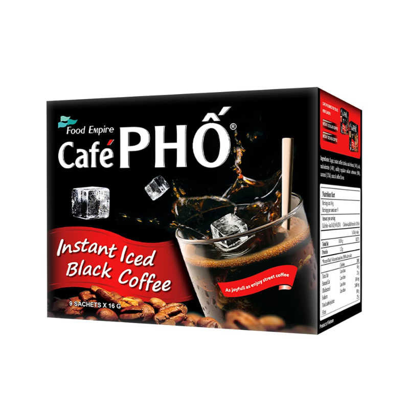 Cafe Pho Brand Instant Iced Black Coffee 9 Sachets x 16g