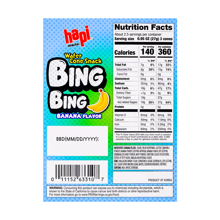 Hapi Snacks Wafer Cone Banana Flavored 2.5oz - A&E Foodstore