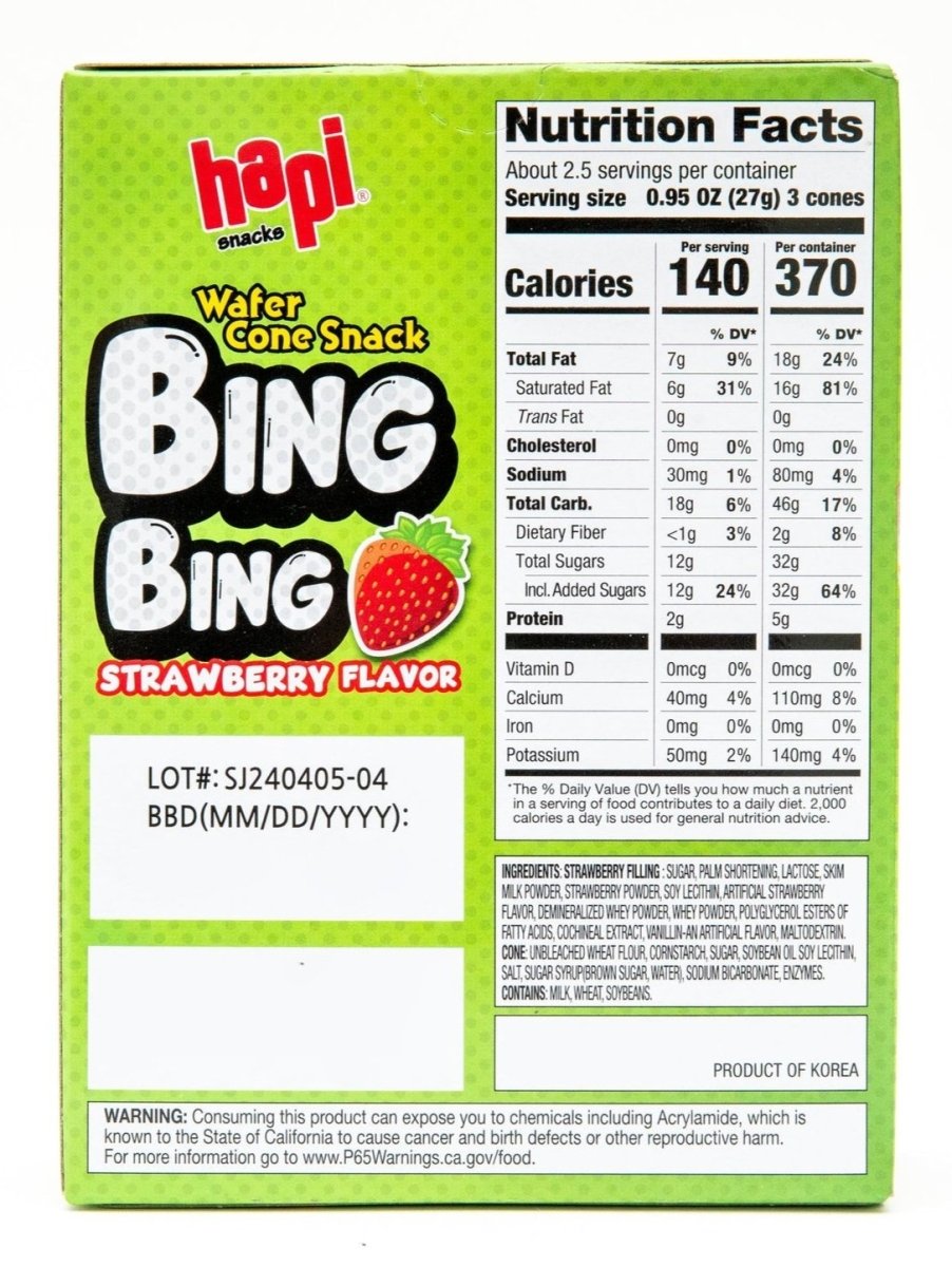 Hapi Snacks Wafer Cone Strawberry Flavored 2.5oz - A&E Foodstore
