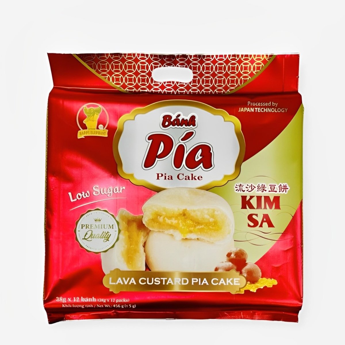 Happy Elephant Pia Cake Lave Custard Mung Bean Kim Sa 456 g - A&E Foodstore