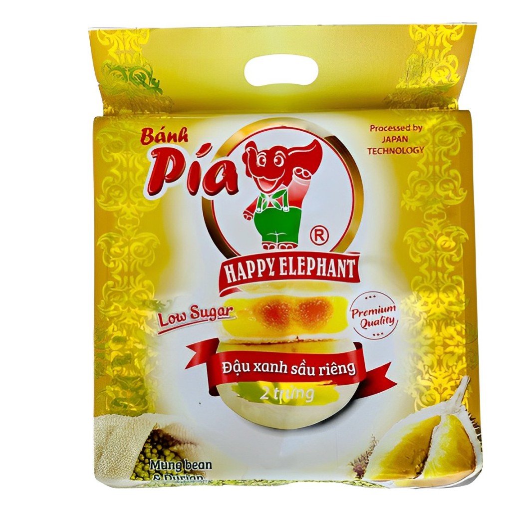 Happy Elephant Pia Cake Mung Bean Durian (2 YOLK) 600g - A&E Foodstore