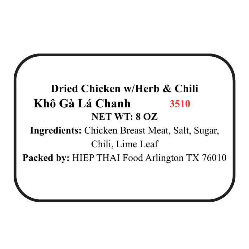 [HIEP THAI] Dried Chicken with Lime Leaves - 8oz - A&E Foodstore