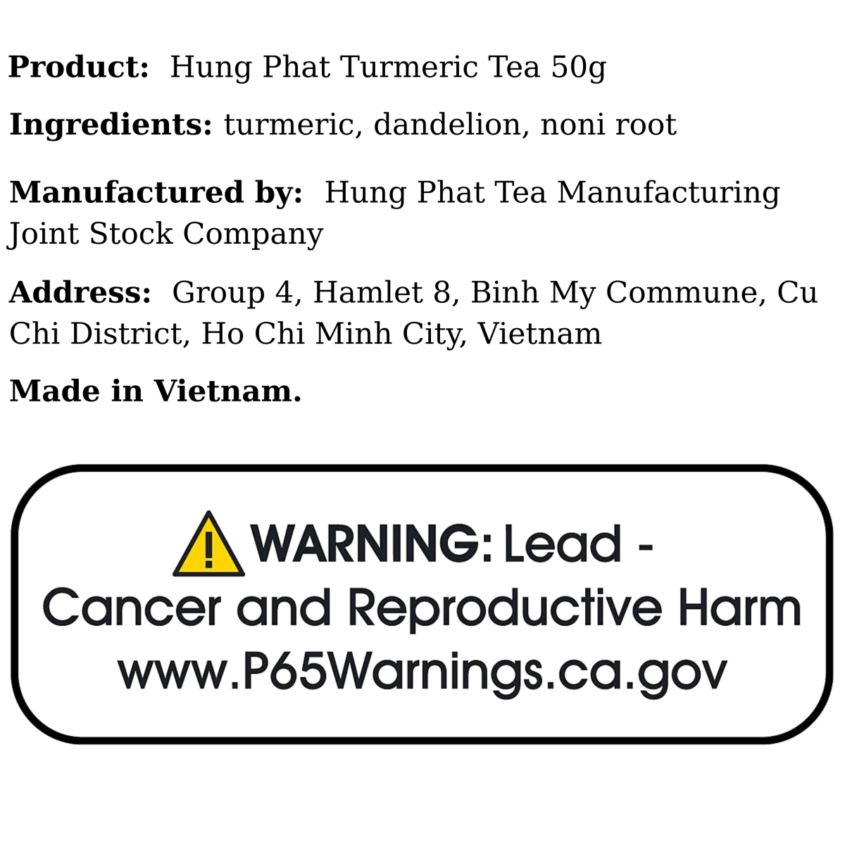 Hung Phat Turmeric Tea 50g - A&E Foodstore