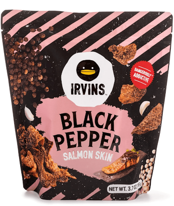 Irvins Black Pepper Salmon Skin 105 g - A&E Foodstore