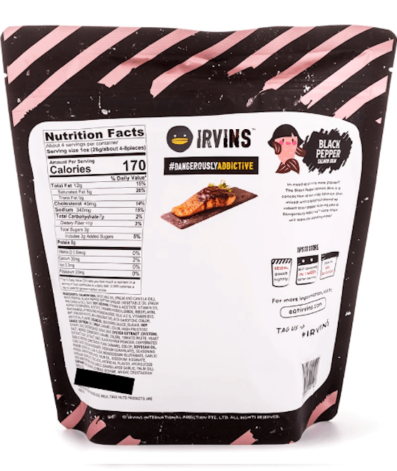 Irvins Black Pepper Salmon Skin 105 g - A&E Foodstore