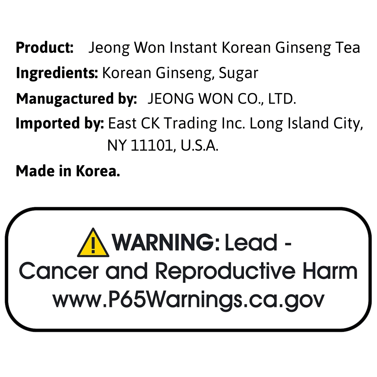 Jeong Won Instant Korean Ginseng Tea 200g - A&E Foodstore
