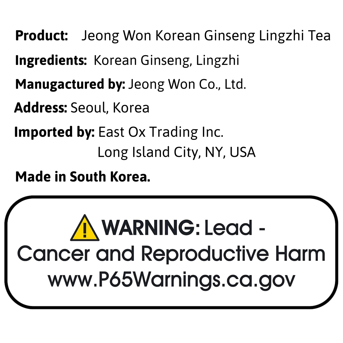 Jeong Won Korean Ginseng Lingzhi Tea - A&E Foodstore