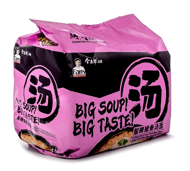 JinMaiLang Fan's Kitchen Instant Noodles, Hot and Sour Pork Bone Flavor 5pks 1 each - A&E Foodstore