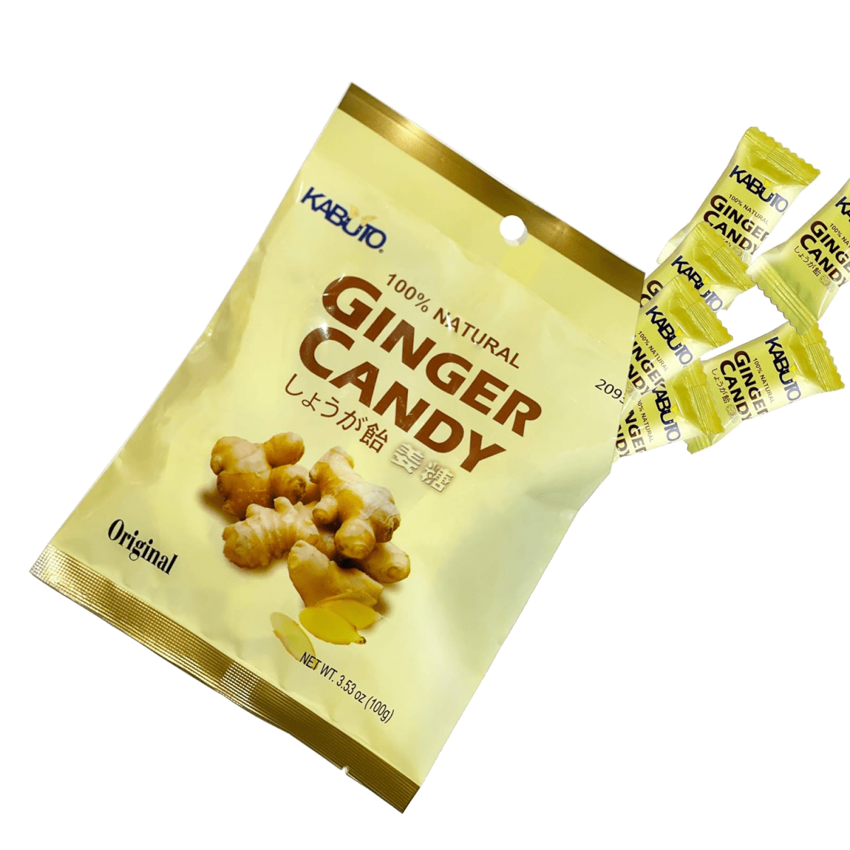 Kabuto Strong Ginger Taste Nature Original Flavor Ginger Candy 3.5oz - A&E Foodstore