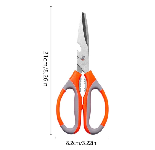 Stainless Steel Multifunction Kitchen Scissors Shears High Visibility Nut Cracker Bottle Opener