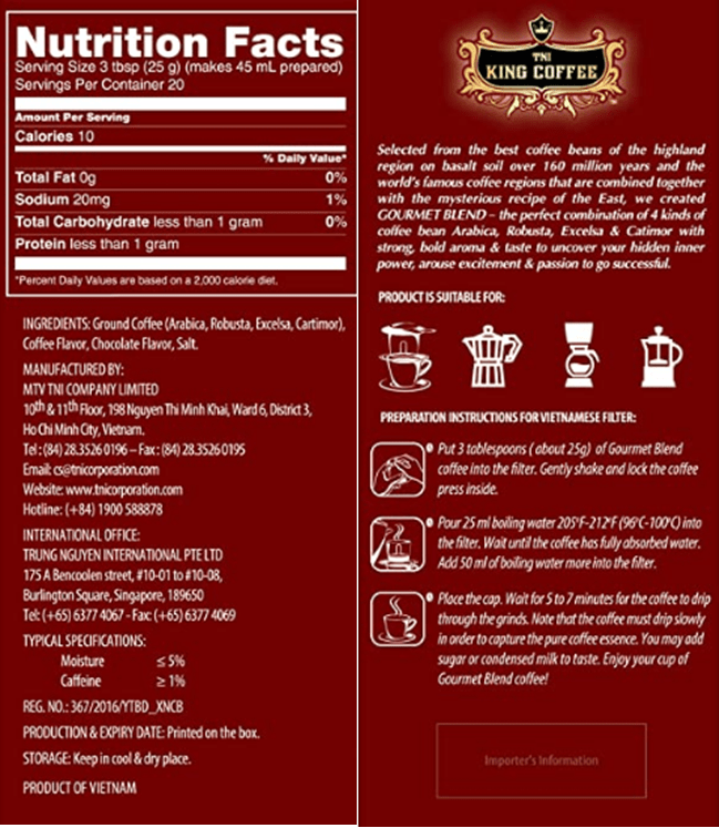 King Coffee Gourmet Blend Vietnamese Ground Coffee 17.6 oz - A&E Foodstore