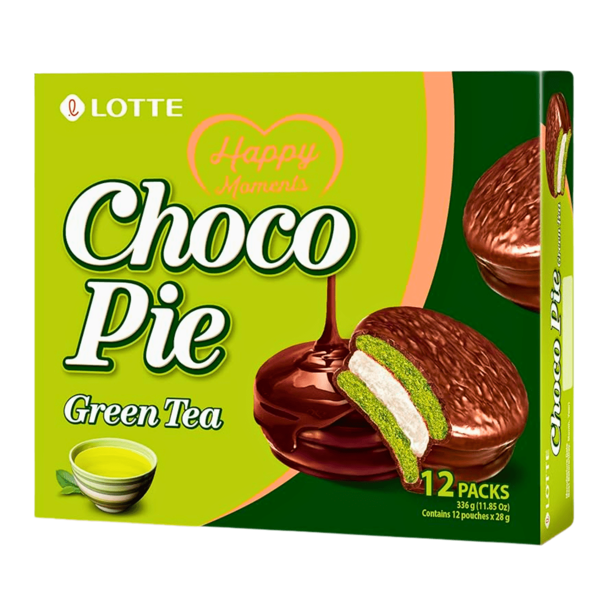 Lotte Choco Pie Green Tea 12 Packs 11.85oz - A&E Foodstore