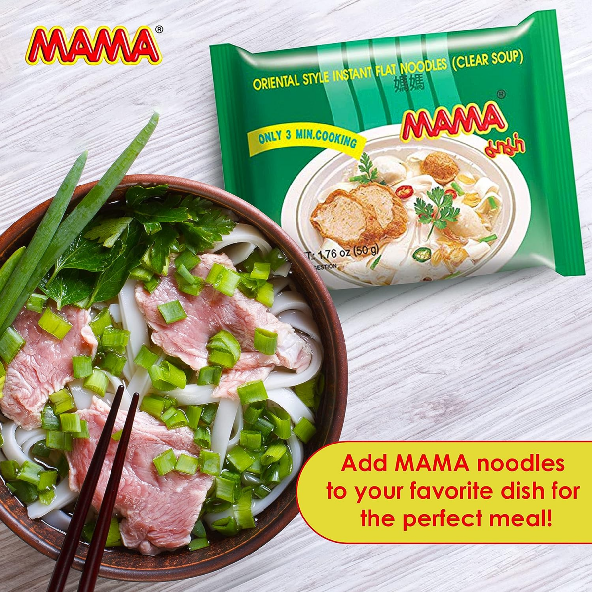 MAMA Noodles Flat Clear Soup Instant Rice Noodles Delicious Thai Flavors - A&E Foodstore