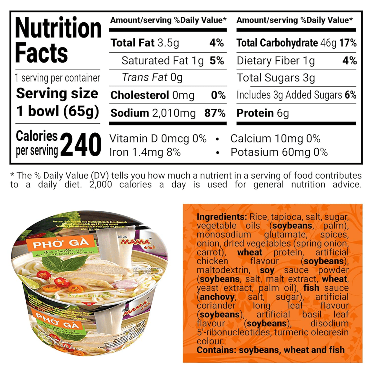 MAMA Pho Ga Instant Chicken Soup Bowl Noodle In Vietnamese Style - A&E Foodstore