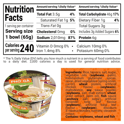 MAMA Pho Ga Instant Chicken Soup Bowl Noodle In Vietnamese Style - A&E Foodstore
