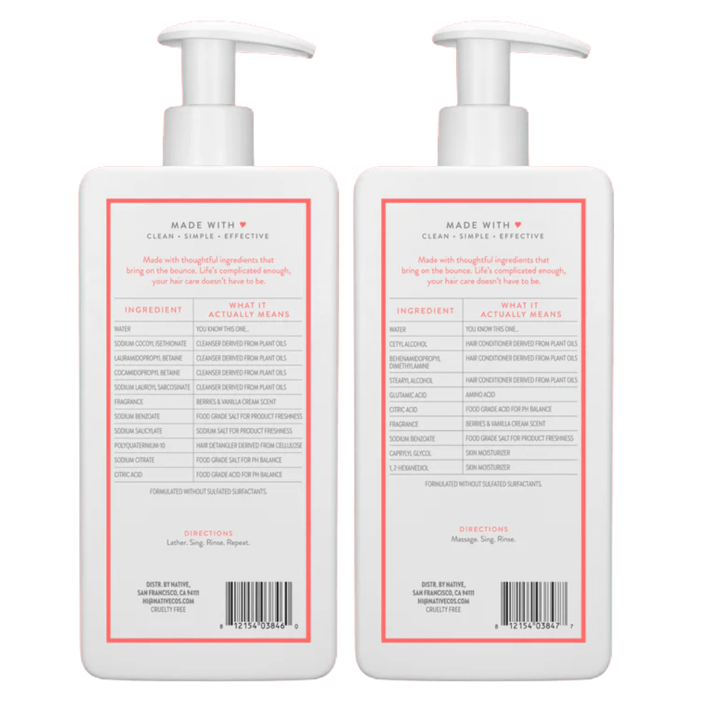 Native Berries and Vanilla Cream Shampoo and Conditioner Set, 8.25 Ounce (Pack of 2), Pink - A&E Foodstore