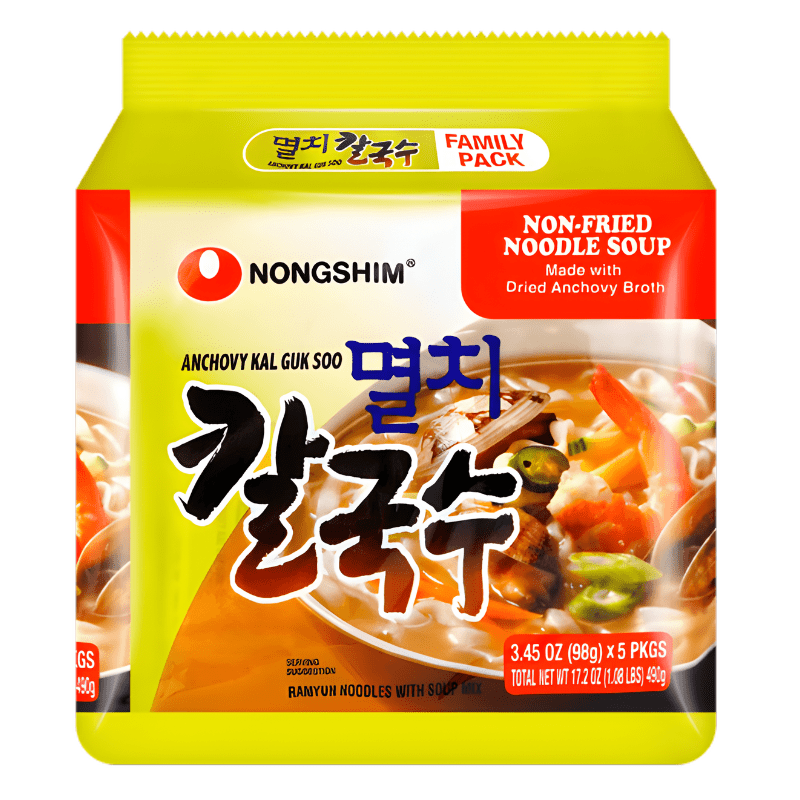 [NONGSHIM] Anchovy Kal Guk Soo - 5 x 98 g - A&E Foodstore