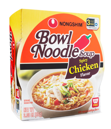 Nongshim Bowl Noodle Soup, Spicy Chicken Flavor - A&E Foodstore