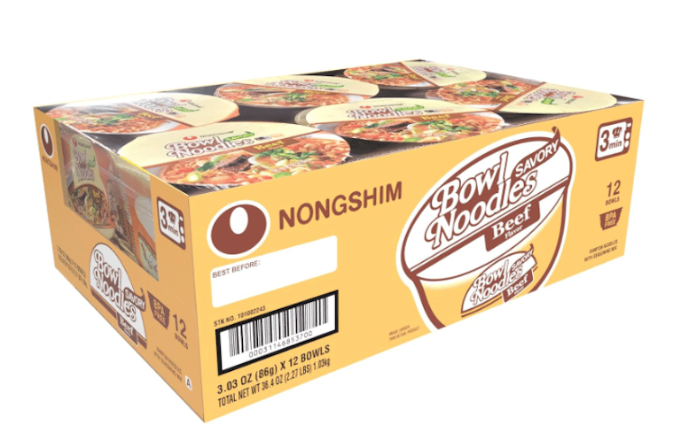 Nongshim Savory Beef Instant Ramen Noodle Soup Bowl Rich Beef Flavor - A&E Foodstore
