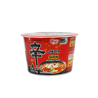Nongshim Shin Ramyun Big Bowl, Korean Spicy Beef and Mushroom Instant Noodle Soup, Ready in 3 Minutes, 114 g
