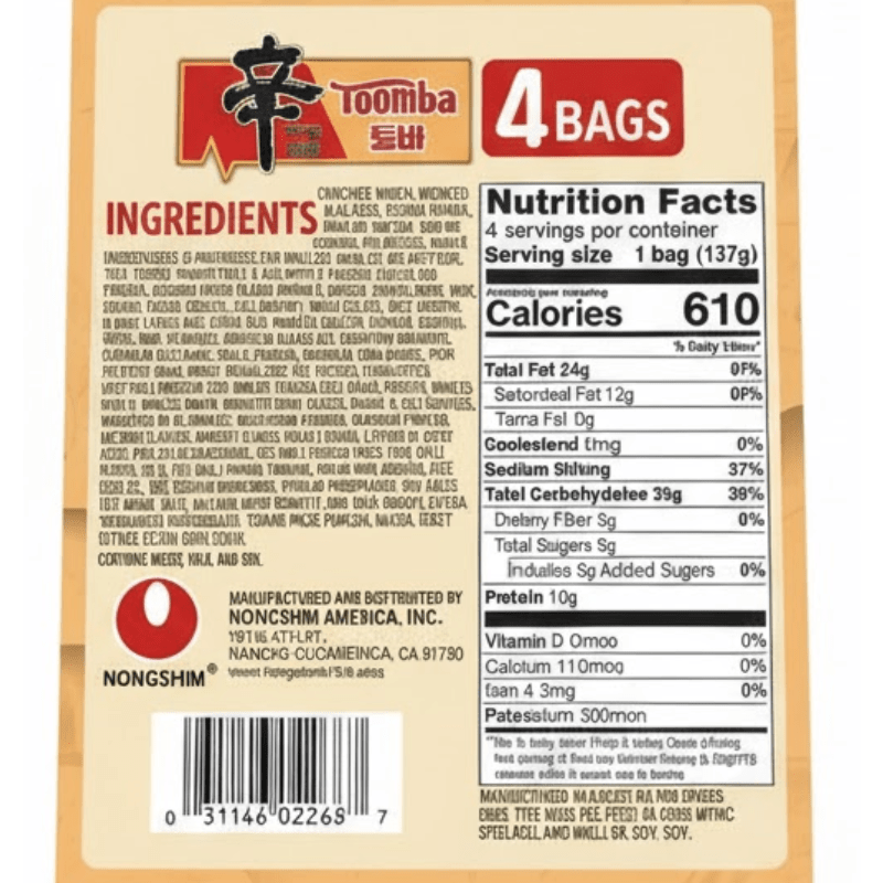[NONGSHIM] Shin Ramyun Toomba 4 Packs - 548g - A&E Foodstore
