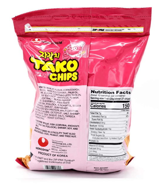 Nongshim Tako Chips, Seafood Flavor Jumbo Size 286 g - A&E Foodstore