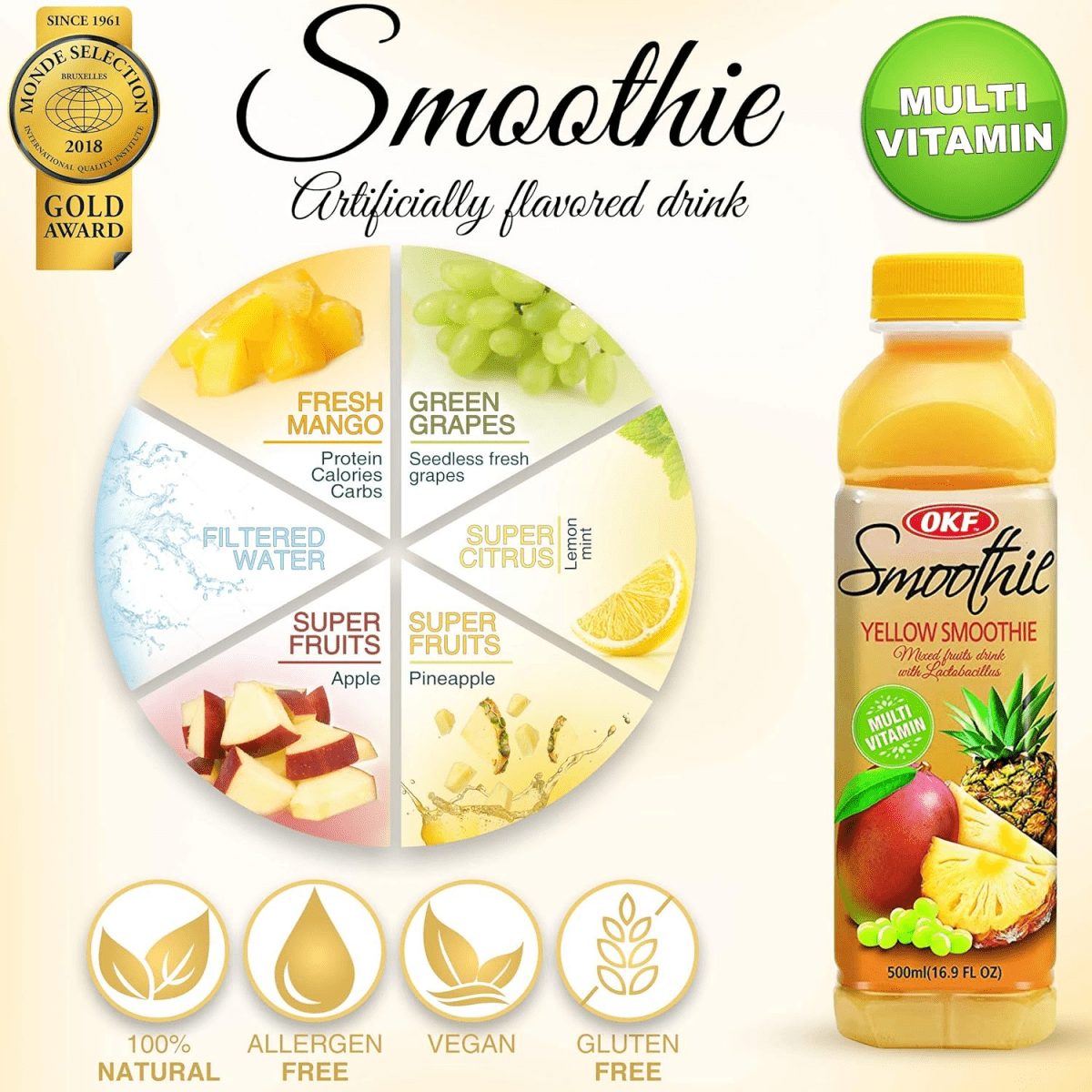 OKF Smoothie, Yellow 500ml - A&E Foodstore