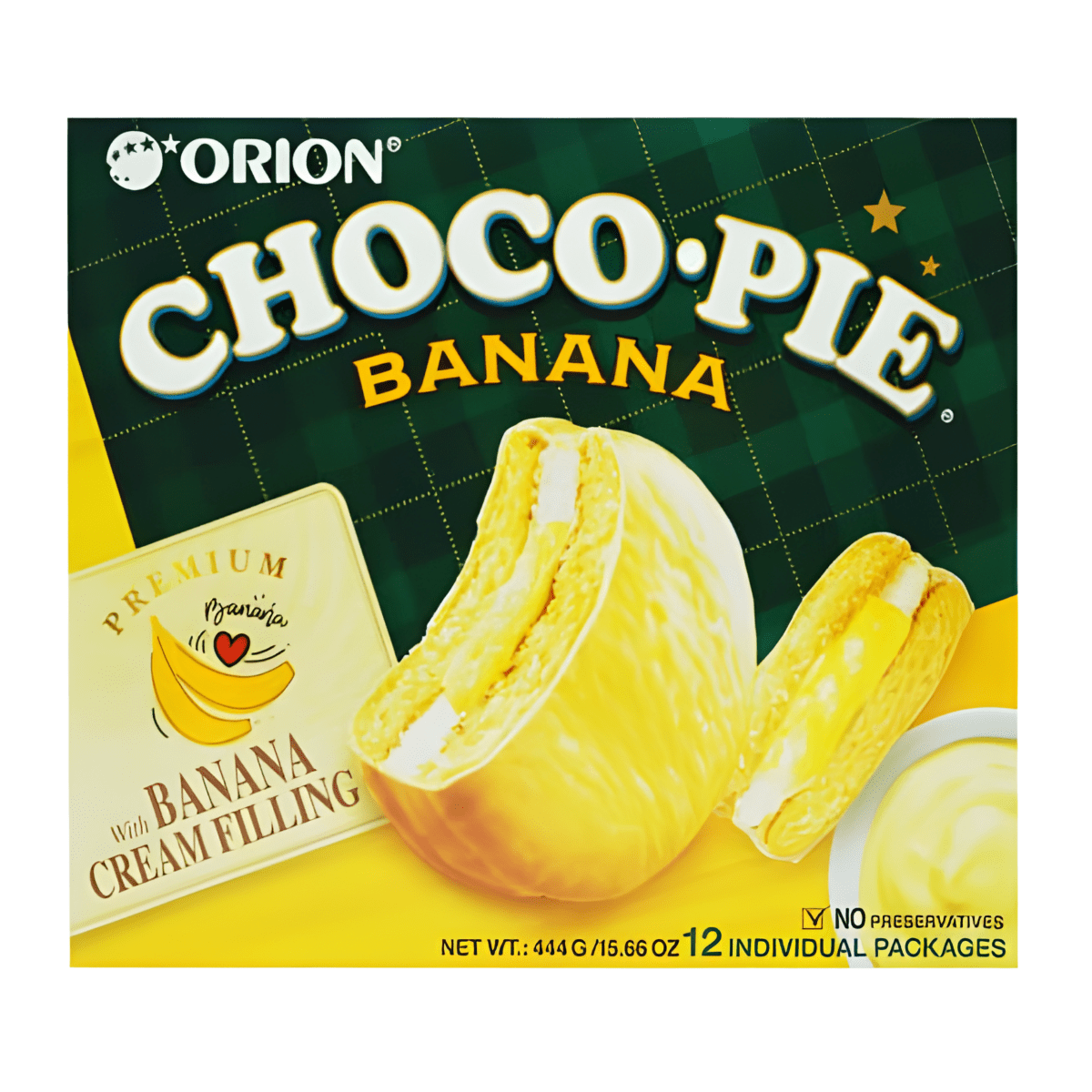 Orion Choco Pie Banana Flavor 15.66 oz - A&E Foodstore