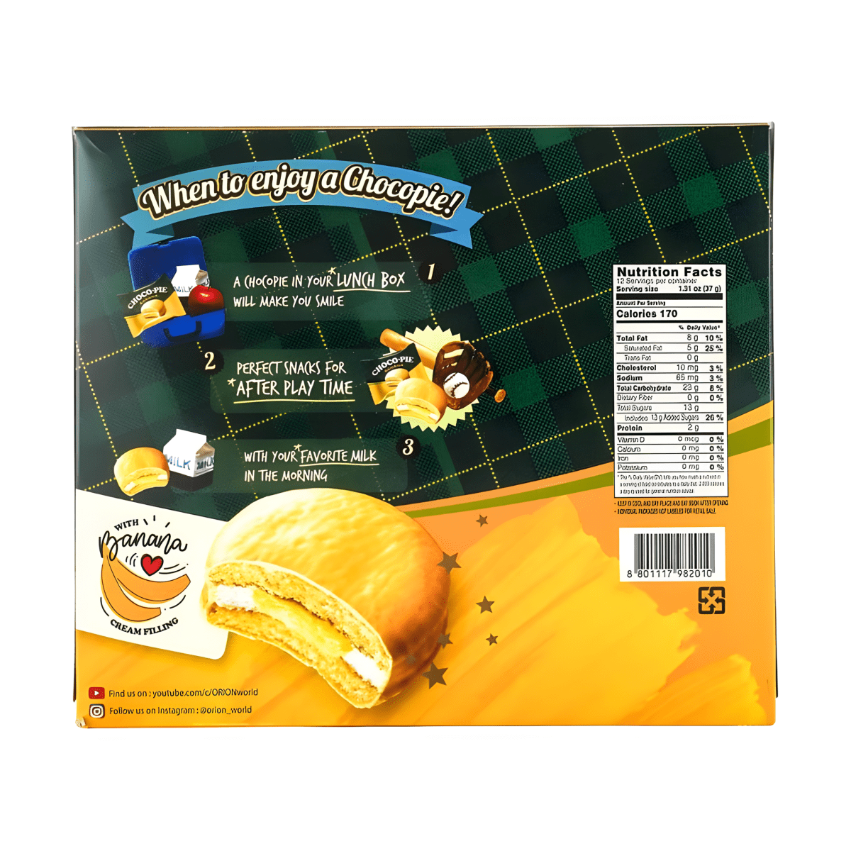 Orion Choco Pie Banana Flavor 15.66 oz - A&E Foodstore