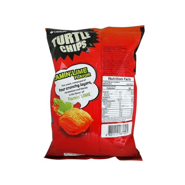 Orion Flamin' Lime Corn Turtle Chips 160g - A&E Foodstore
